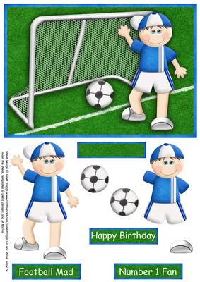 It's a Goal Blue Footballer Topper Decoupage
