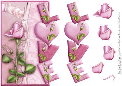Over the Side Love Rose with Decoupage