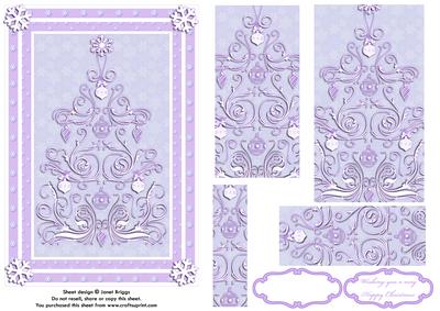 Lilac Contemporary Christmas Tree Card Front & Pyramid