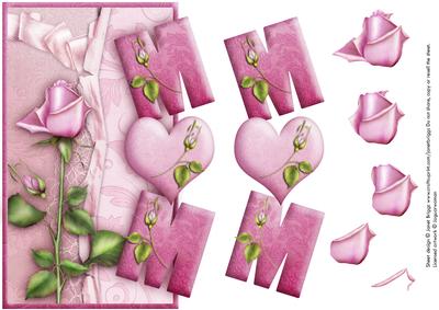 Over the Side Mum Rose with Decoupage