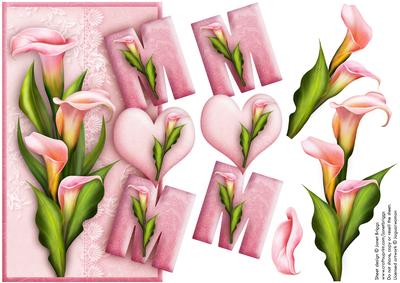 Over the Side Mum with Lilies Decoupage