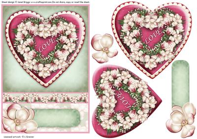 Love Heart with Magnolias Topper & Decoupage