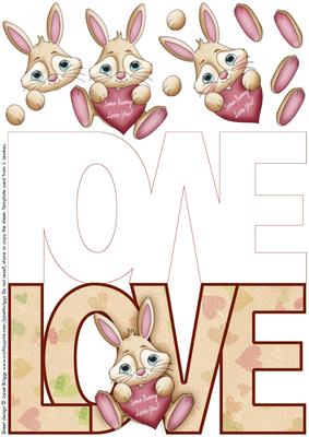 Love Shaped Card with Bunny for Men
