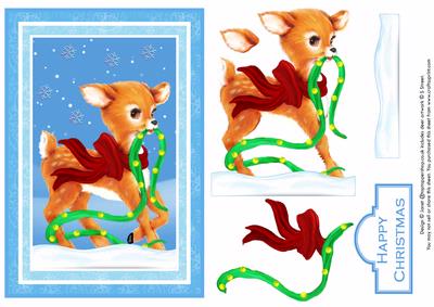 Christmas Deer Card Front & Decoupage