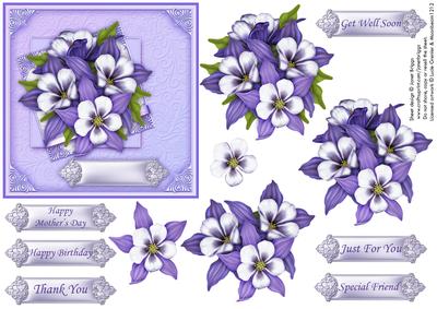 Lilac Floral Spray Square Topper & Decoupage