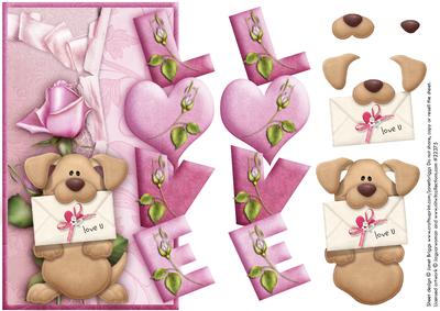 Over the Side Love Dog with Decoupage