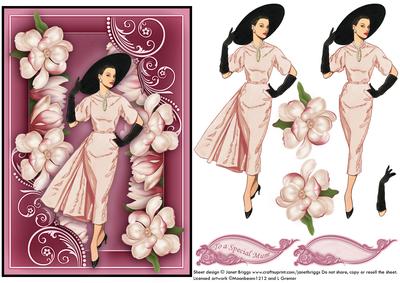 Elegant Lady Amongst the Magnolias Decoupage