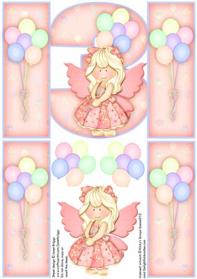 Birthday Age 3 Girl Gatefold Card