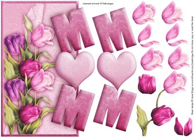 Over the Side Mum Tulips with Decoupage