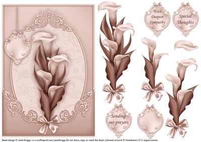 Sympathy Lilies in Sepia Topper & Decoupage