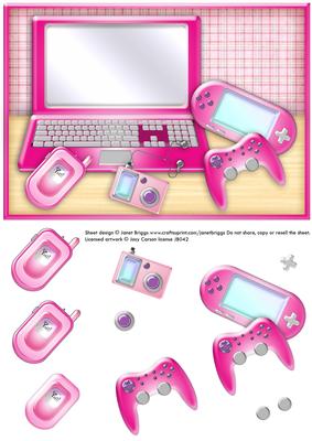 Girly Games & Gadgets Topper and Decoupage