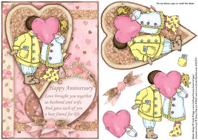 Wedding Anniversary Kiss Topper and Decoupage