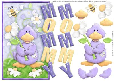 Ducky with Flower Over the Side M0mmy Card