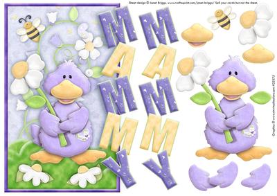 Ducky with Flower Over the Side Mammy Card