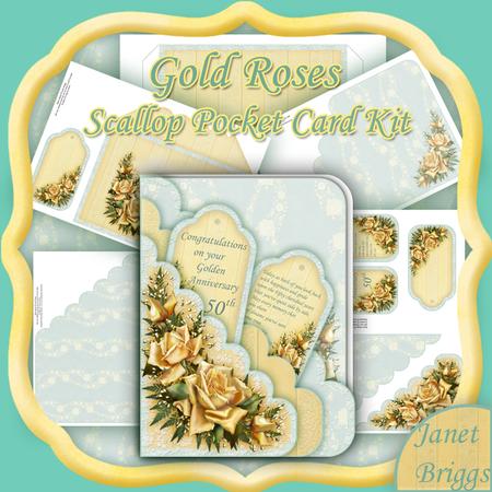Gold Roses Scallop Pocket Card Kit