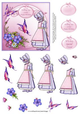 Country Girl and Butterflies Topper and Decoupage
