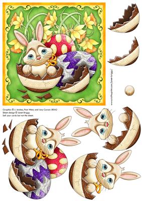 Easter Bunny and Daffodils Topper with Decoupage