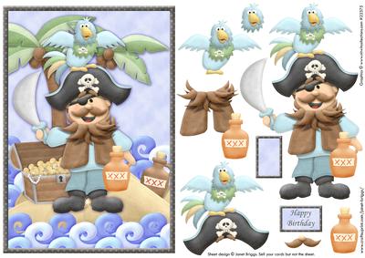 Pirate and Parrot Topper and Decoupage