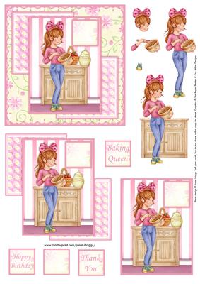 Baking Queen Quick Card with Decoupage