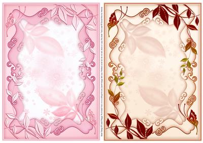 2 A5 Decorative Card Fronts Pink & Cream