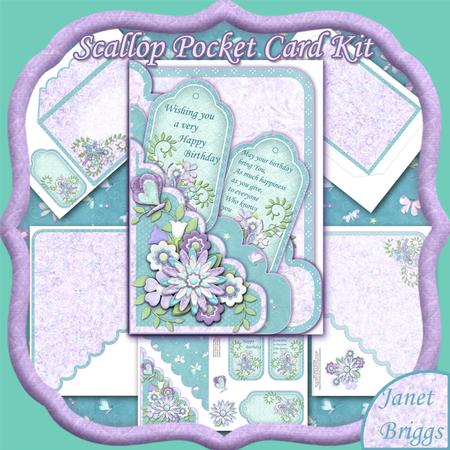 Jade Floral Flourish Scallop Pocket Card Kit