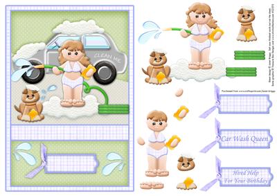 Car Wash Queen Topper & Decoupage
