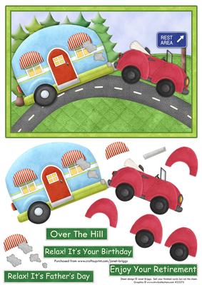 Caravan Over the Hill Topper & Decoupage
