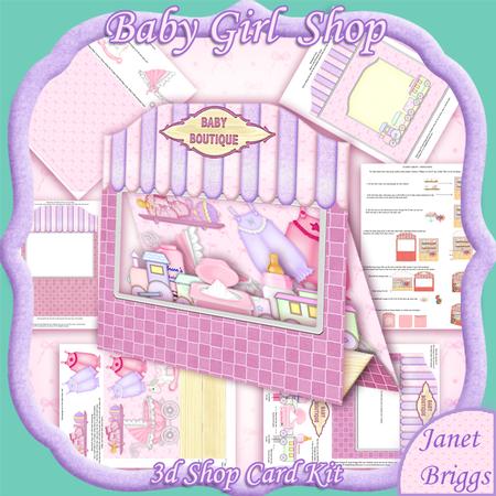 3D Baby Girl Shop Pop Up Window Card Kit
