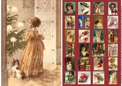 Vintage Ladies & Children Advent Card