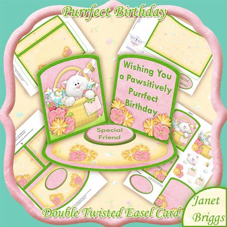 Purrfect Birthday Double Twisted Easel Card Kit