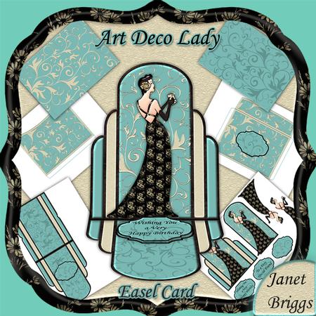 Art Deco Lady Easel Card Kit in Jade & Black