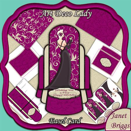 Art Deco Lady Easel Card Kit in Burgundy