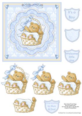 Baby Boy Bear Topper & Decoupage