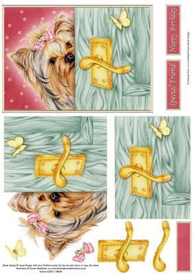 Peek a Boo Yorkshire Terrier Decoupage