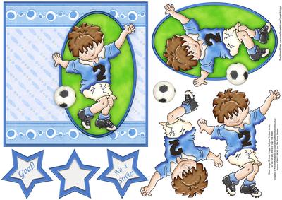 No. 1 Striker Blue Football Decoupage