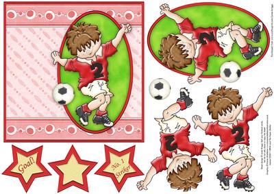No. 1 Striker Red Football Decoupage