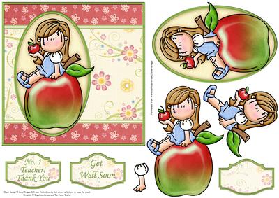 Apple a Day Get Well or Teacher Decoupage