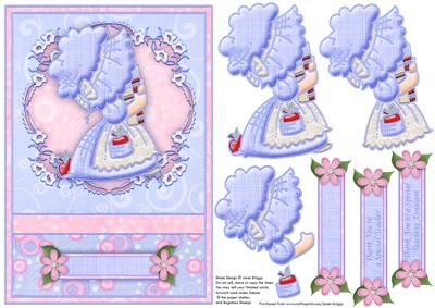 Sunbonnet School Girl Teacher Thank You Decoupage