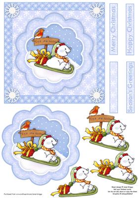 Polar Bear & Robin Christmas Topper & Decoupage