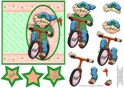 Wheelie Happy Birthday Bike Decoupage