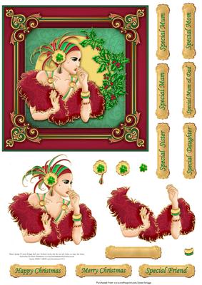 Art Deco Lady Christmas Topper & Decoupage