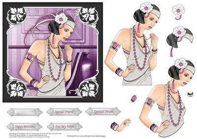 Art Deco Lady a Hint of Pink Decoupage