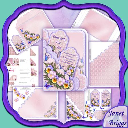 Pansies Scallop Pocket Card Kit