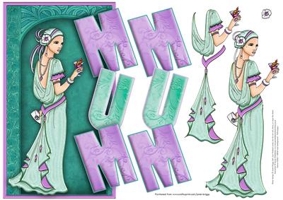 Art Deco Lady Over the Side Mum Jade