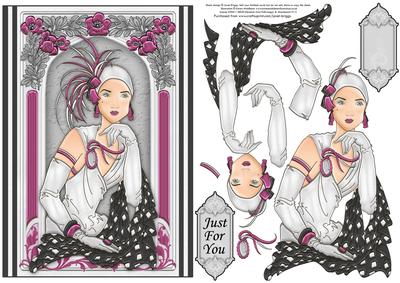 Art Deco Lady in Arch, Silver Decoupage