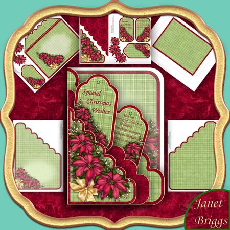 Christmas Poinsettia Scallop Pocket Card Kit