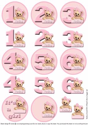 Card Age Badges Girl's Birthday