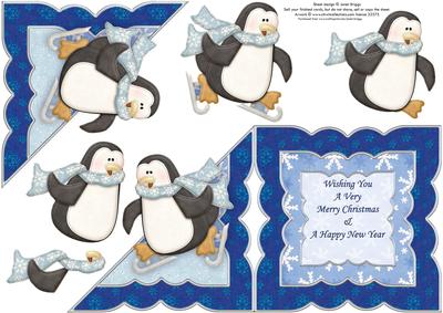 Skating Penguin All in One Over the Edge Card