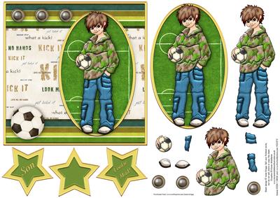 Teenager Football Fan Topper & Decoupage