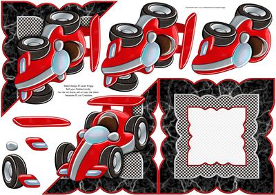 Racing Car All in One Over the Edge Card